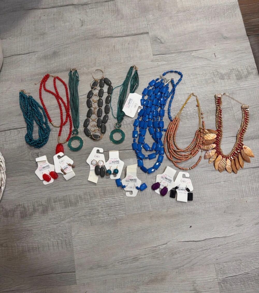 Costume Jewelry 8 necklaces, 7 earrings